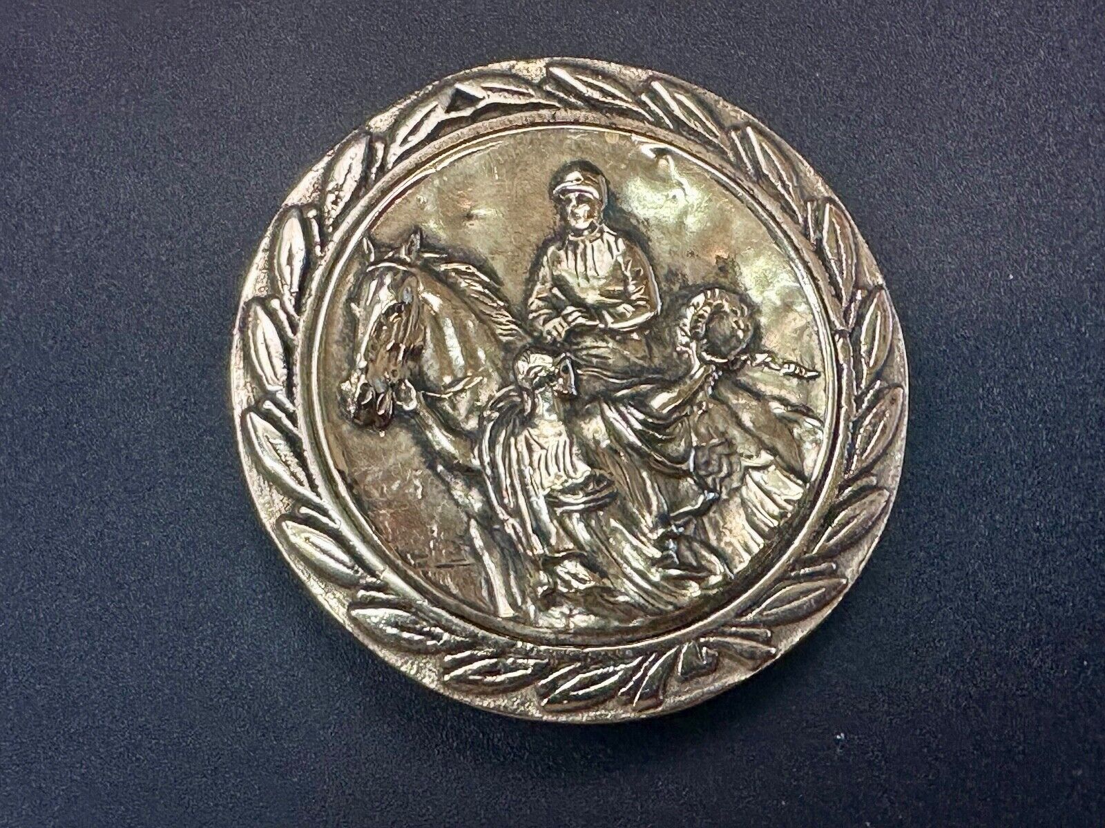 Unique Horse & polo Rider Dress Belt Buckle - Vintage 70s Baron Brass Taiwan