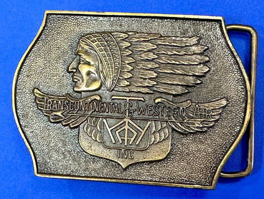 TWA Indian Head logo Transcontinental & western Airlines Air Inc belt buckle