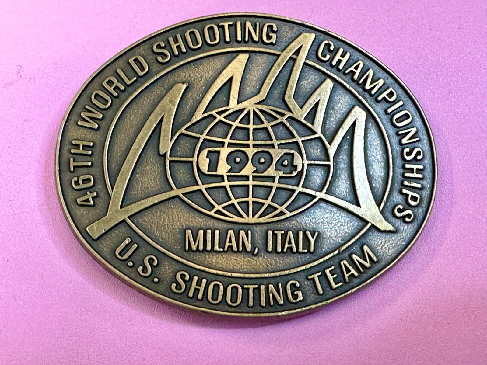 46TH World US Shooting Championship 1994 Milan Italy Commemorative Belt Buckle
