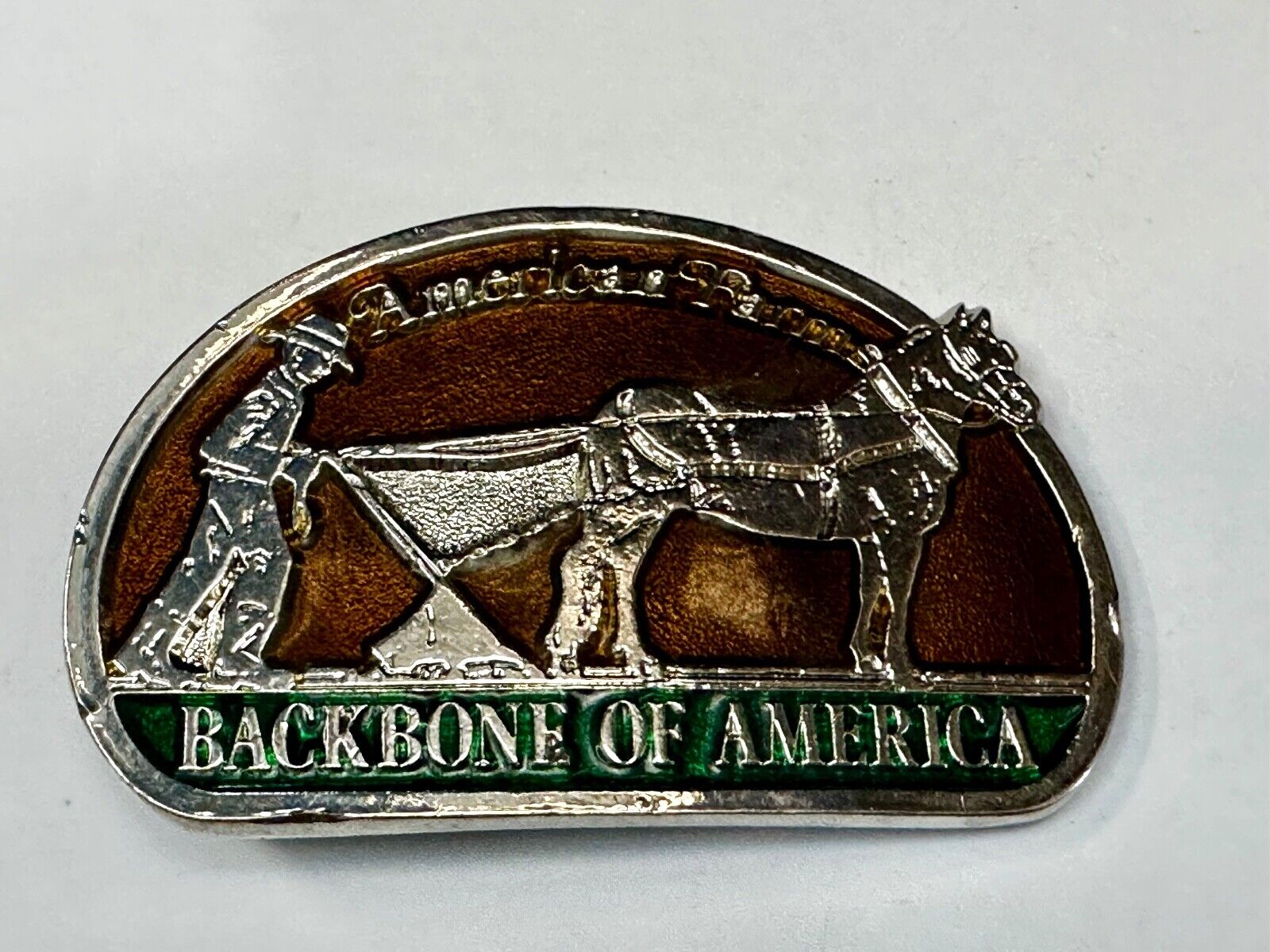 American Farms - The Backbone Of America Farmer Horse Vintage Belt Buckle