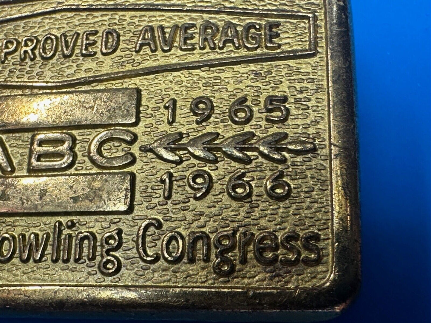 ABC Bowling League Award Trophy 1965 - 66 Belt Buckle RARE Most Improved Average
