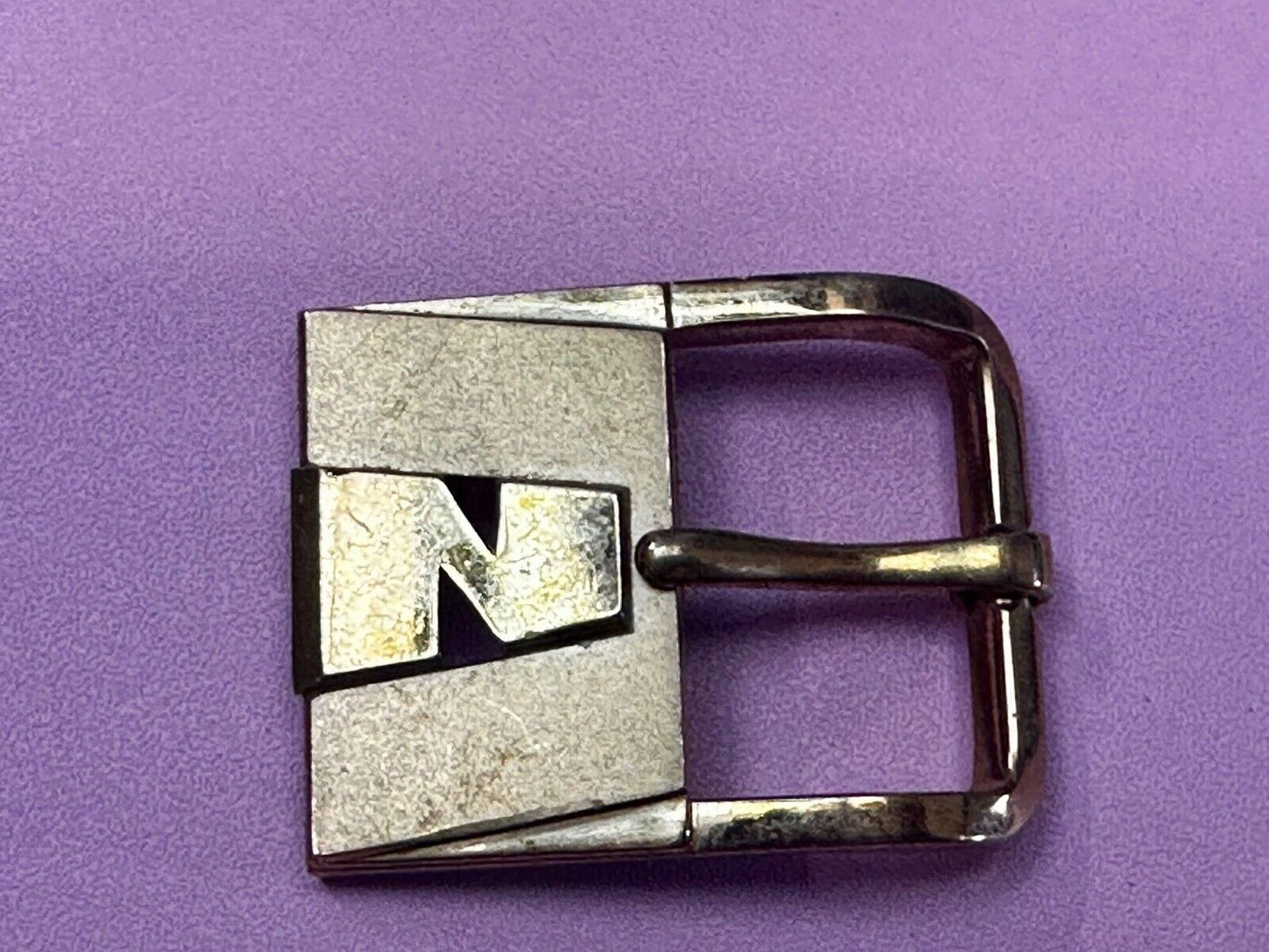 Vintage Letter N Initial Monogram Retro Gold tone Belt Buckle by Swank
