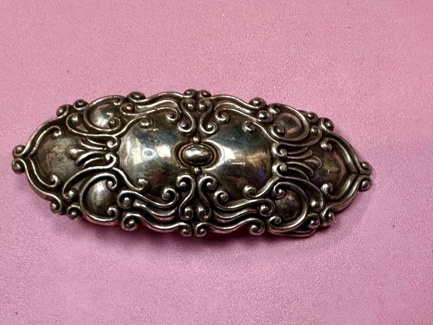 Victorian Art Style Floral Theme Silver Tone Vintage 1997 Belt Buckle