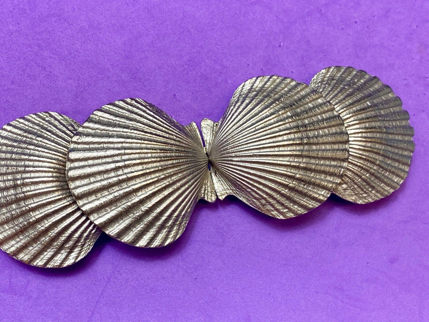 Two piece Interlocking silver color dual Clam SHELL belt buckle - DR Doreen Ryan