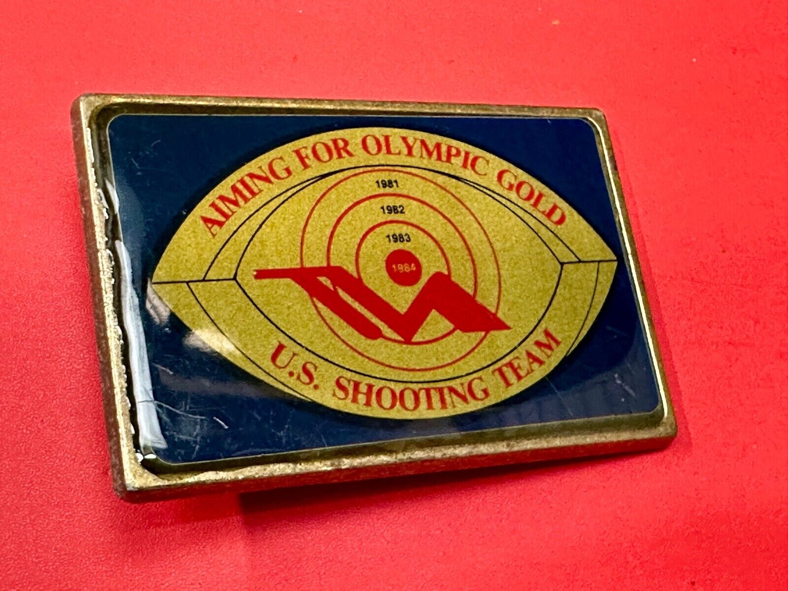Aiming for Olympic gold - Los Angeles 1984 US shooting Team belt buckle
