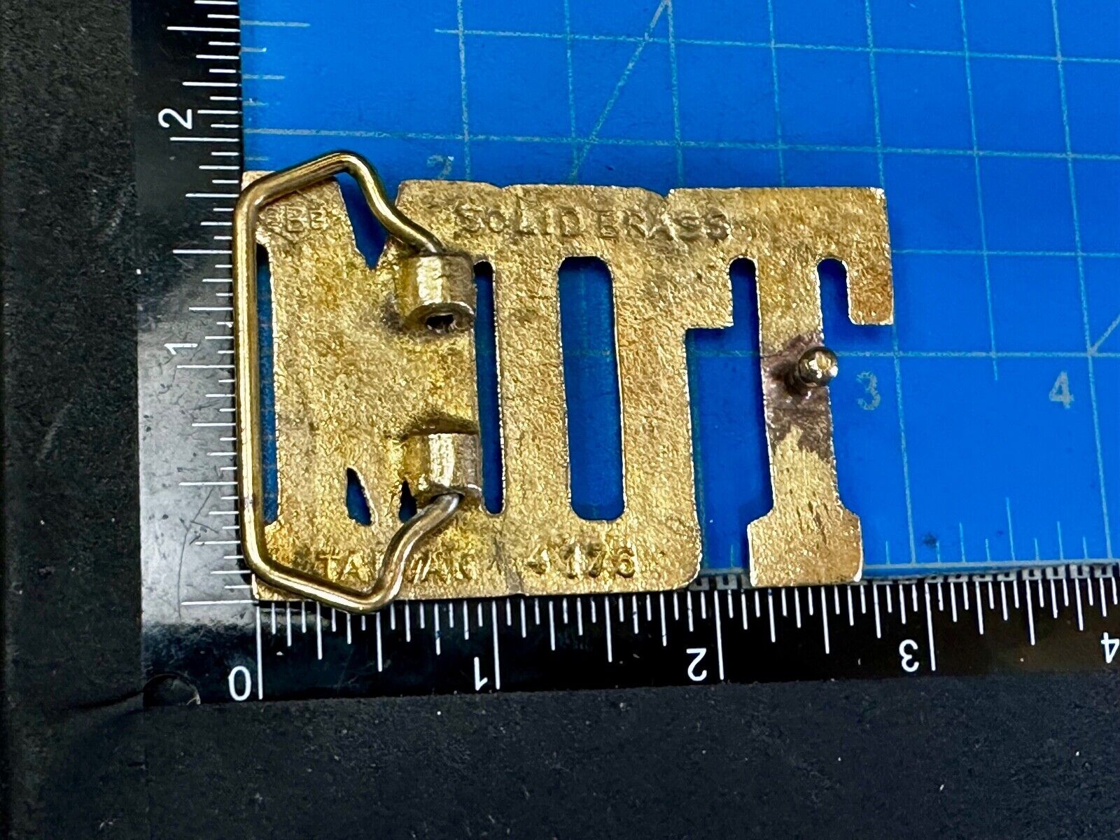 TOM - Custom Name cutout block letters Solid Brass Belt Buckle by Baron
