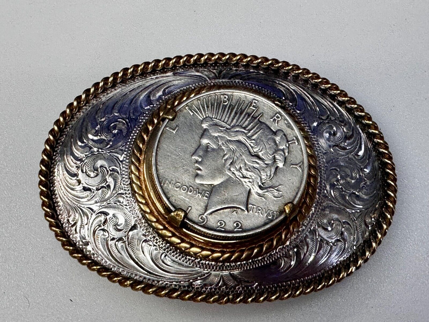 USA Peace Dollar 1922 Liberty Coin Collectors Montana Silversmiths Belt Buckle