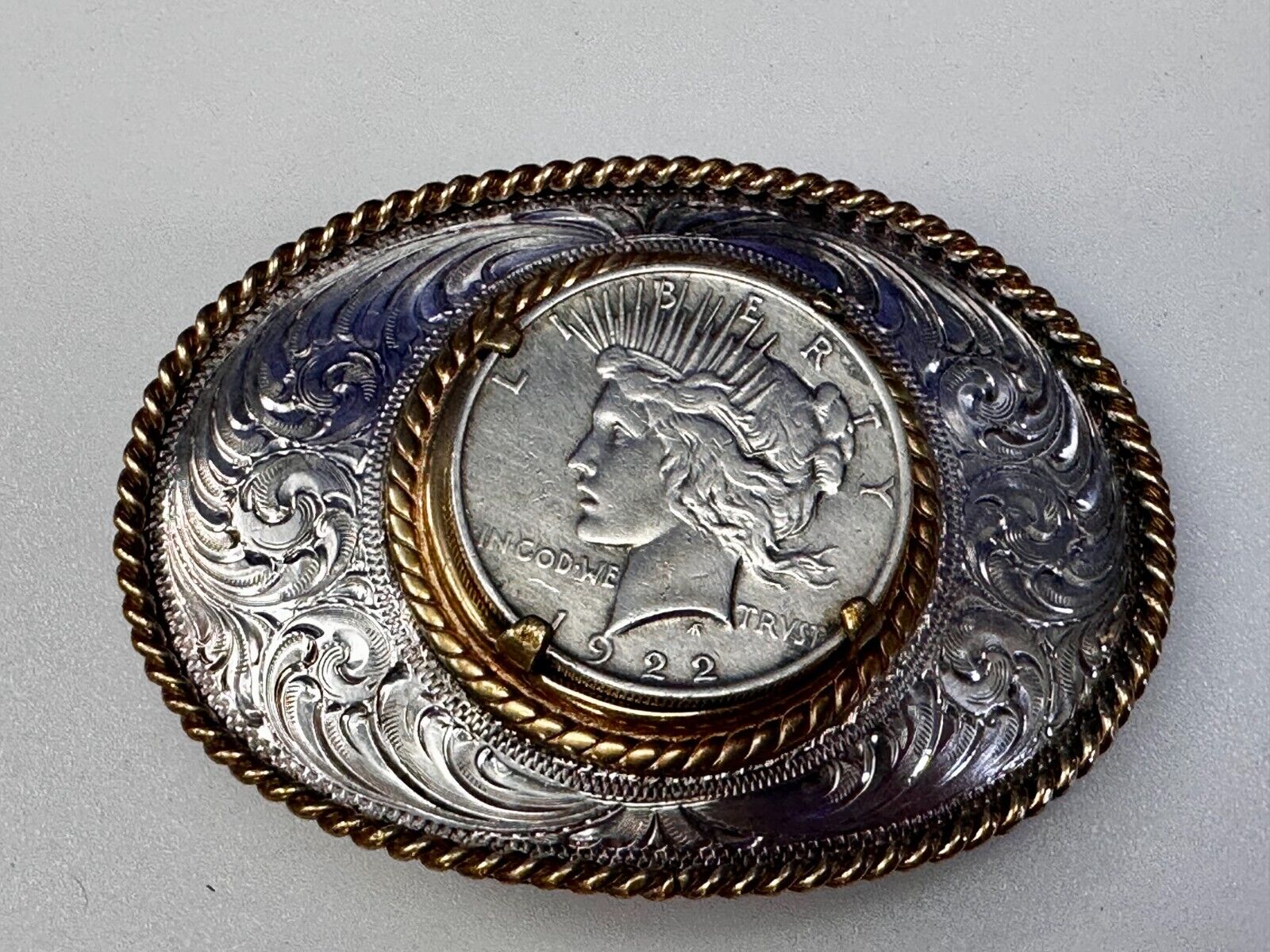 USA Peace Dollar 1922 Liberty Coin Collectors Montana Silversmiths Belt Buckle