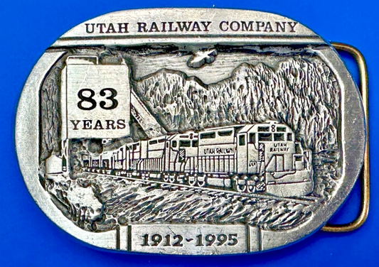 Utah Railway Co Vtg Train Railroad 83 Years - Gary Prazen Sculpture Belt Buckle