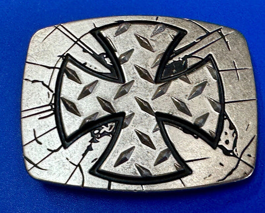Unique Maltese Iron Cross silver & black color Chrome brand Belt Buckle