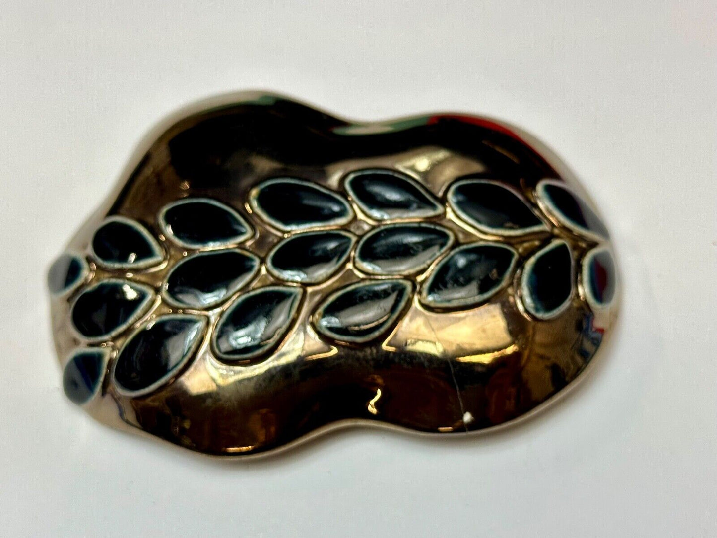 Artisan Belt Slide Buckle gold & black color Abstract pattern signed SKON