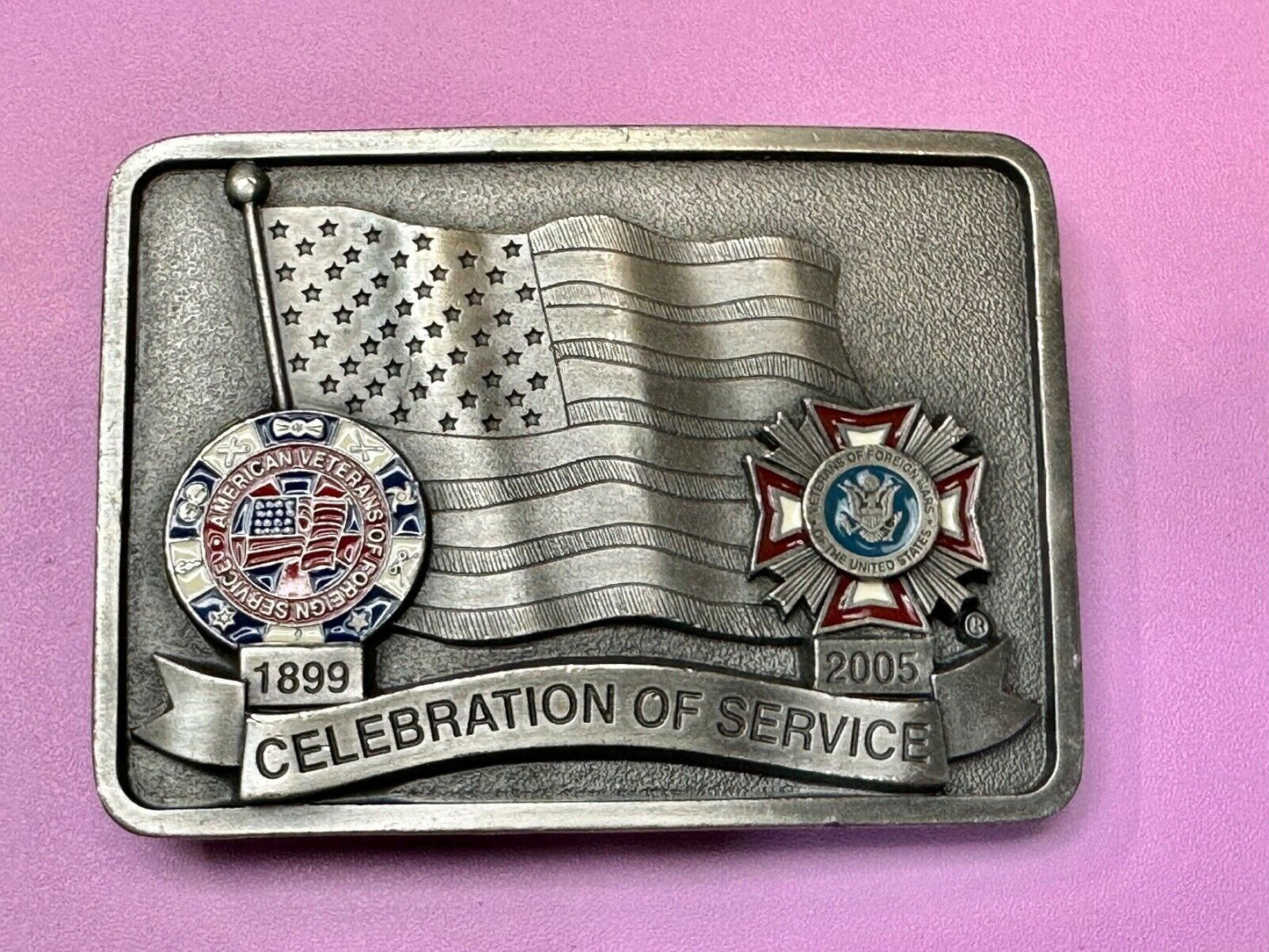 Veterans of foreign wars Celebration of Service Vintage Belt Buckle  1899 - 2005