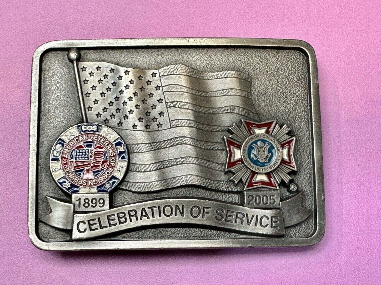 Veterans of foreign wars Celebration of Service Vintage Belt Buckle  1899 - 2005