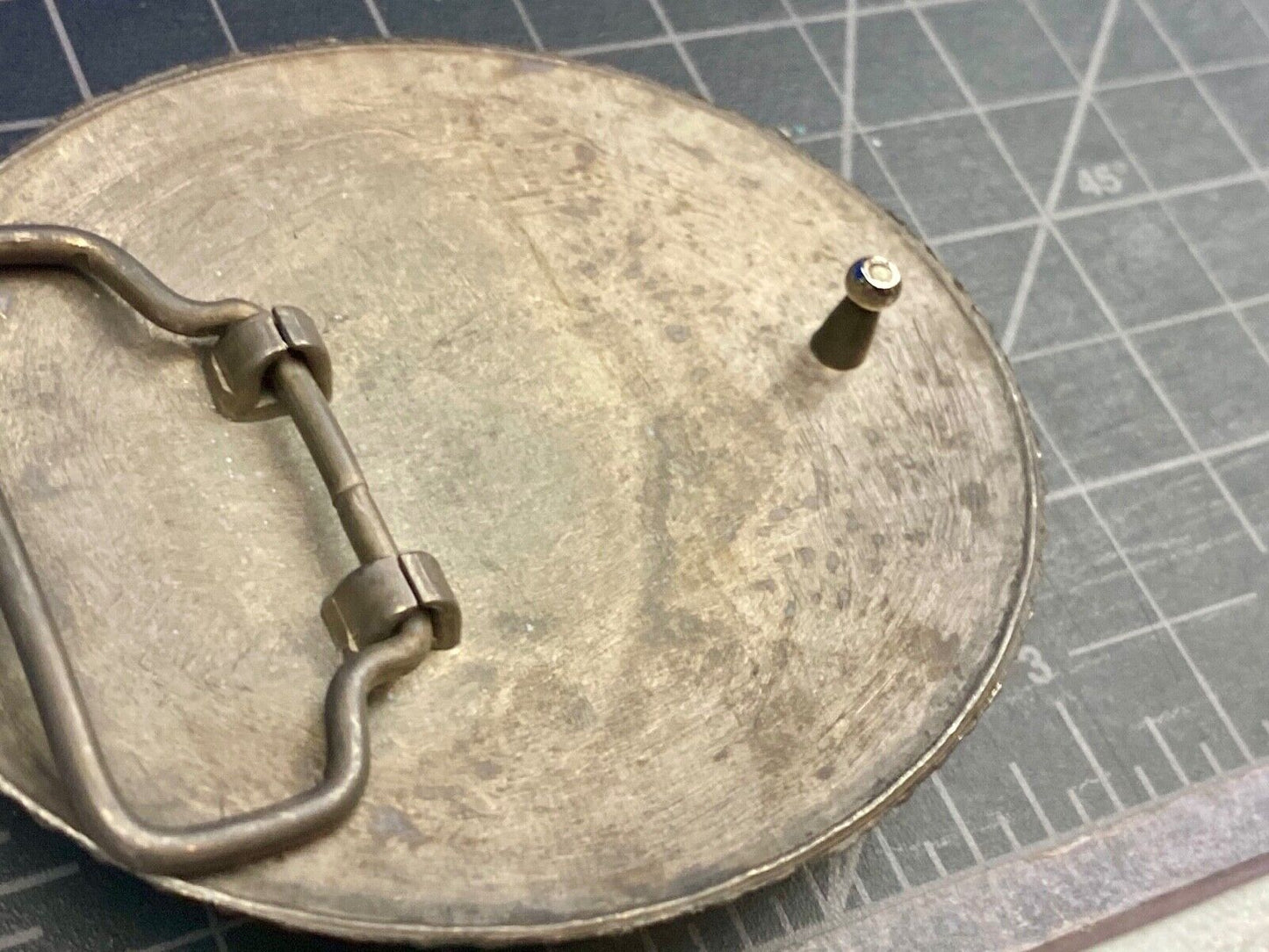 Unique Real or faux white oval stone in western centerpiece belt buckle