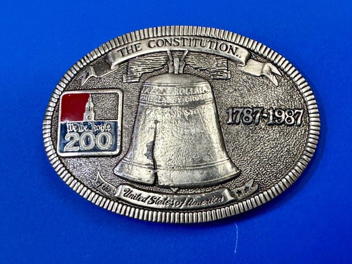 USA 200 year Celebration of the constitution Patriotic Liberty bell belt buckle