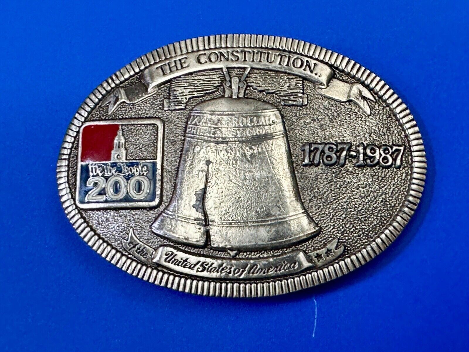 USA 200 year Celebration of the constitution Patriotic Liberty bell belt buckle