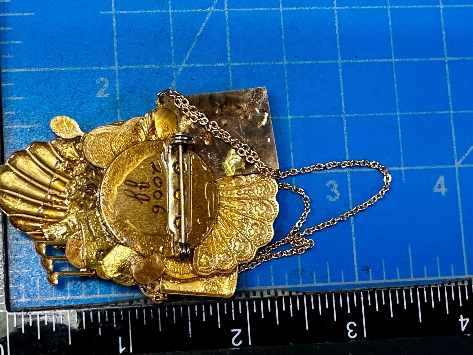 Teacher School Book My Garden Artisan Chain Charm Gold Tone Brooch Pin 2006