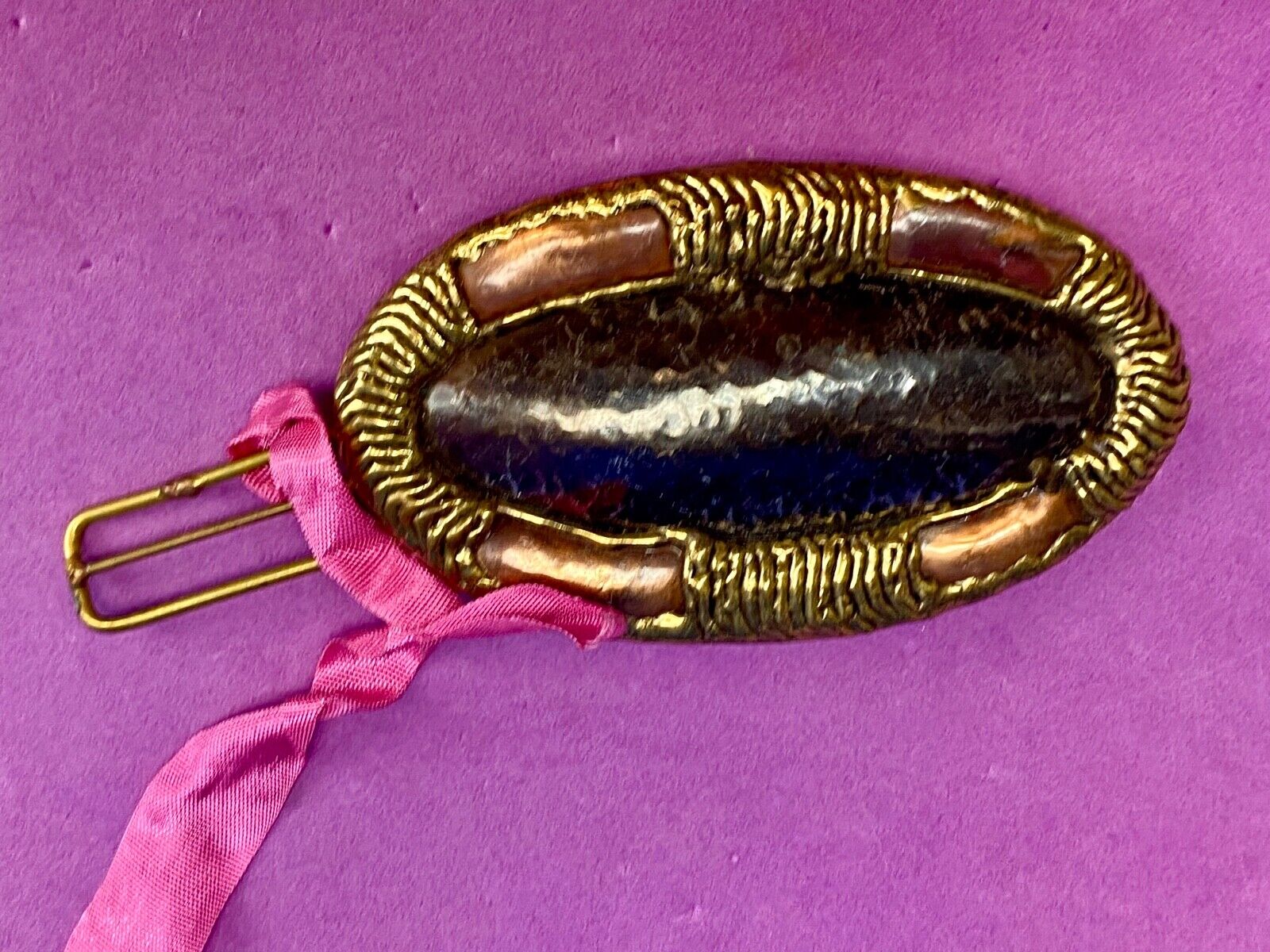 Vintage India inspired mixed metal artisan belt buckle