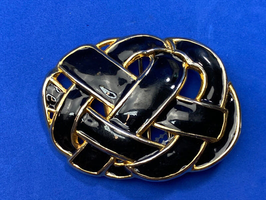 Vintage Day-Lor black and gold belt buckle 