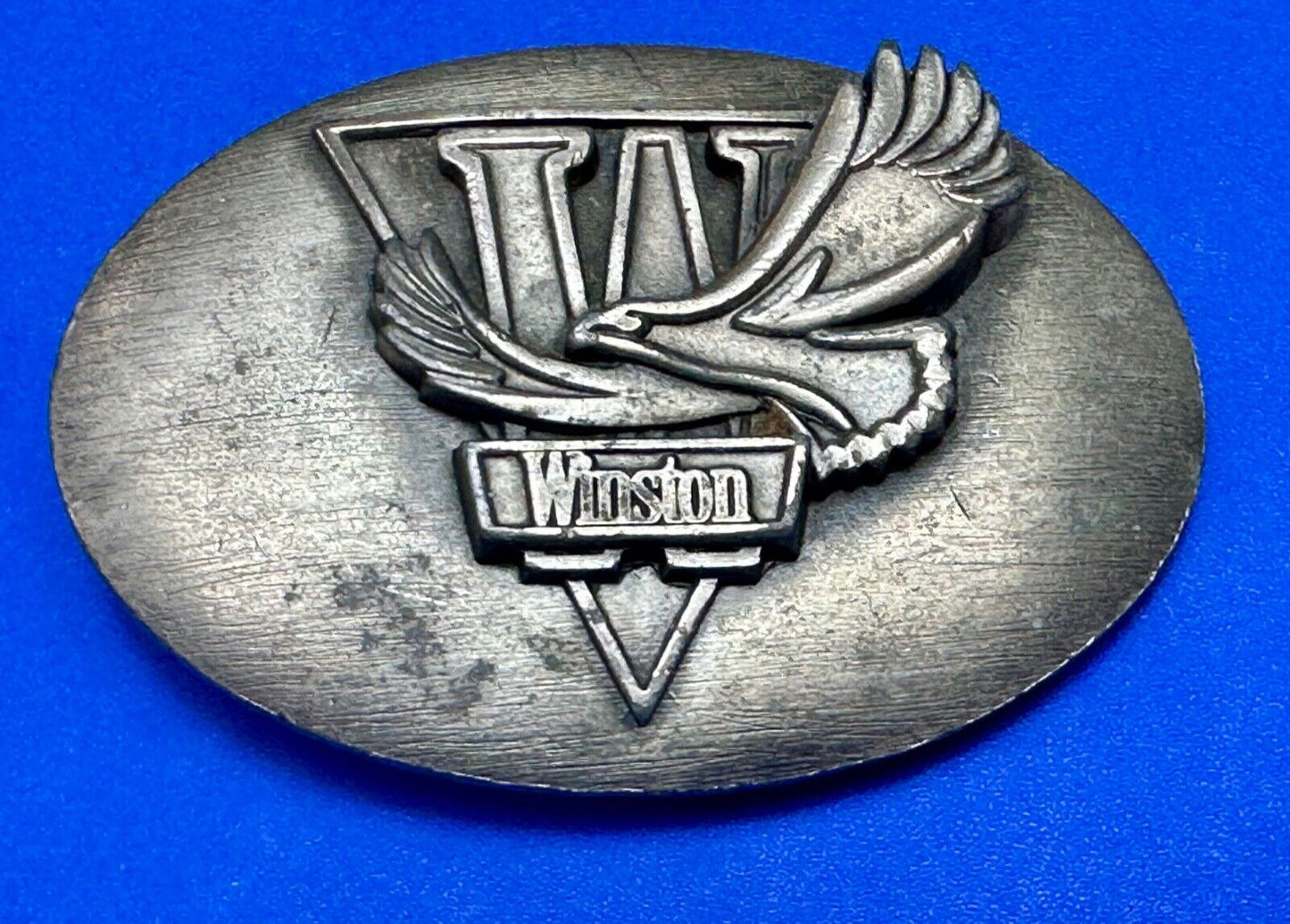 **WINSTON** CIGARETTES TOBACCO ADVERTISING VINTAGE 1970s PEWTER BELT BUCKLE