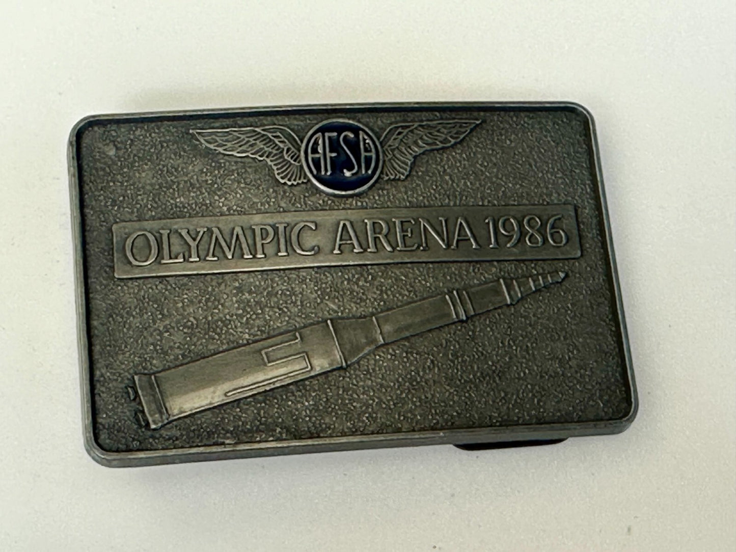 AFSA Air Force Sergeants Association Olympic Arena 1986 Rocket Belt Buckle