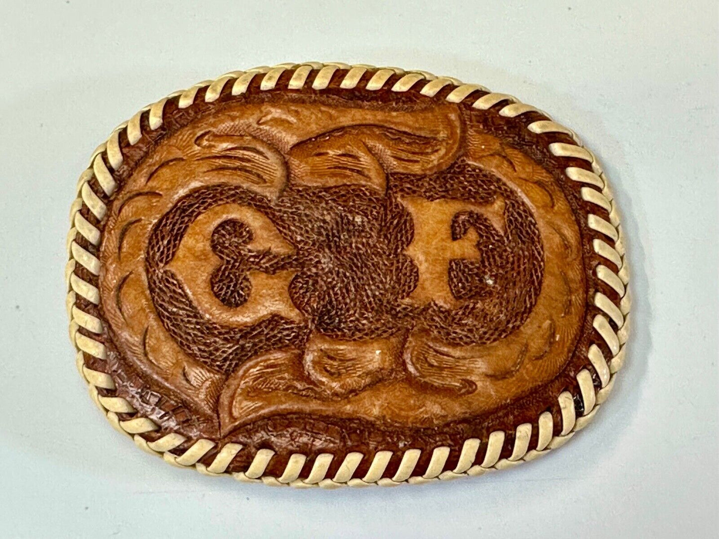 Artisan GF Initials letters Girlfriend? custom stitched leather belt buckle