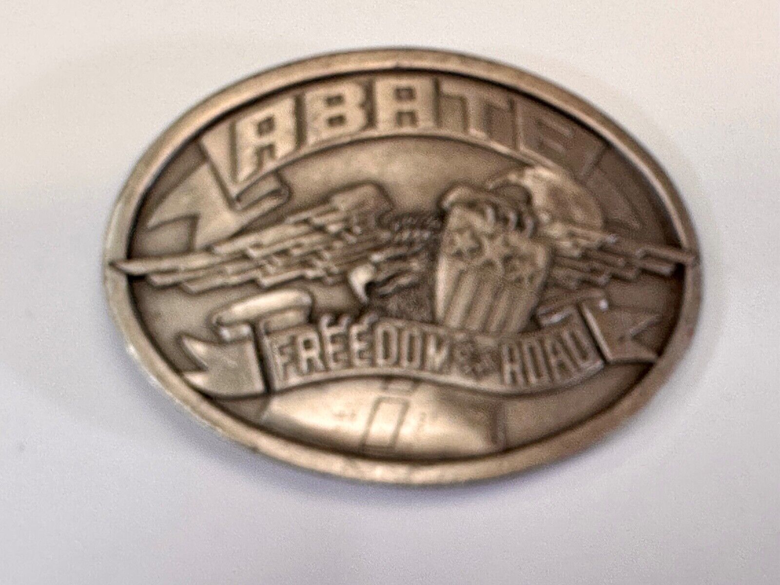 ABATE of Indiana Freedom of the road Bikers motorcycle Vintage 1985 belt buckle