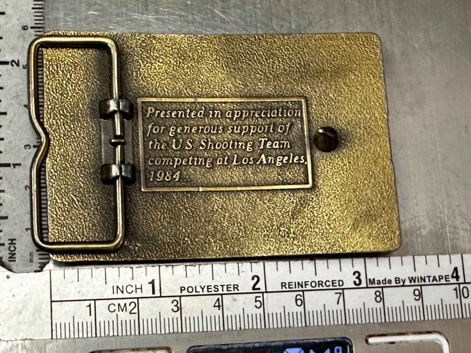 US Shooting Team Los Angeles 1984 Aiming for Olympic Gold NOS Belt Buckle