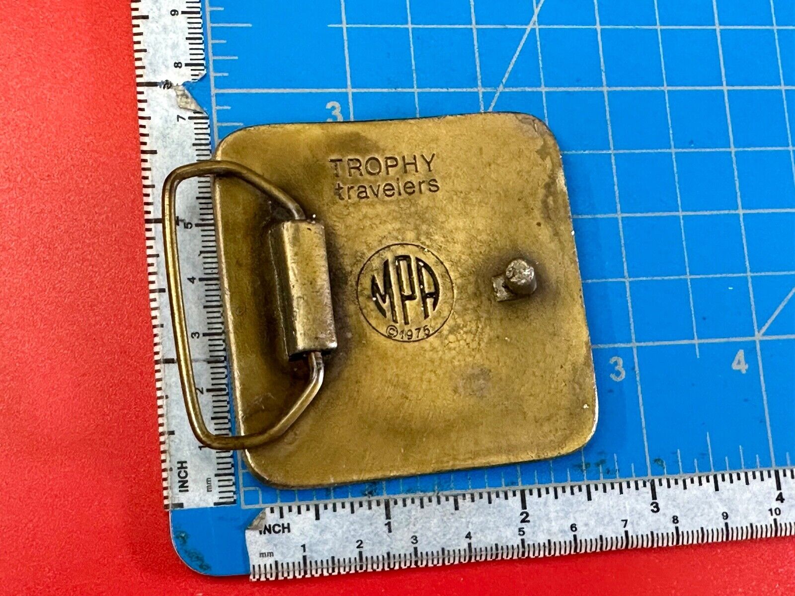 Trophy Travelers vintage Promo Company Advertising MPA 1975 belt buckle