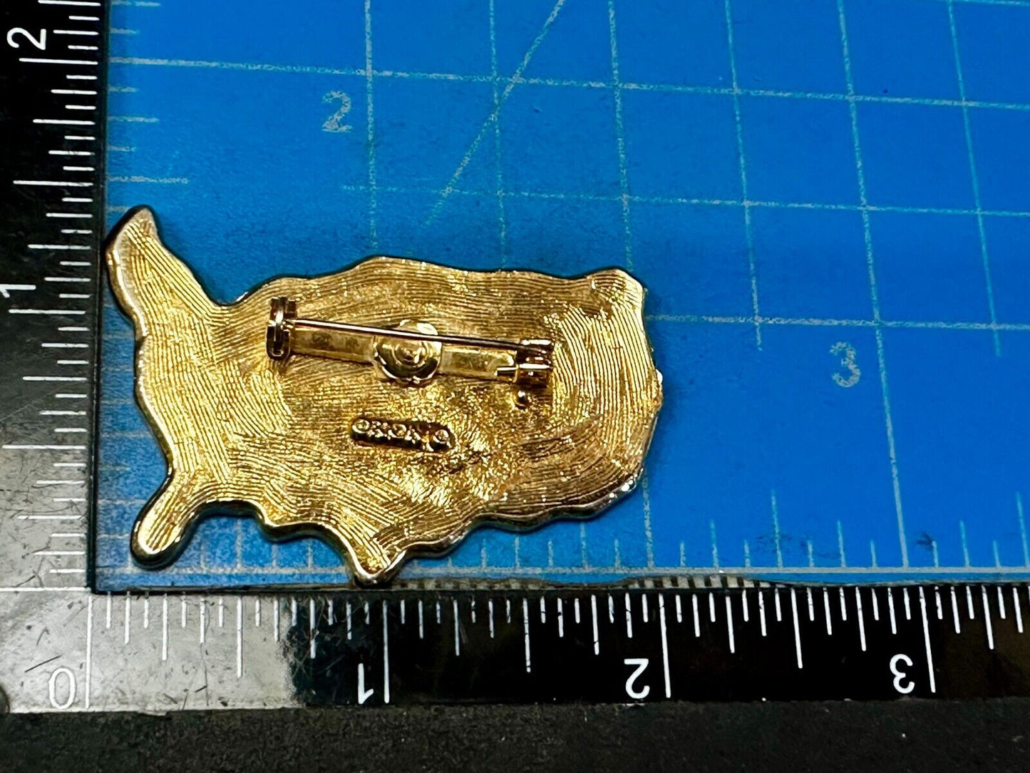 United States Map Cutout USA Country Vtg., Patriotic Brooch Pin Signed by Orion