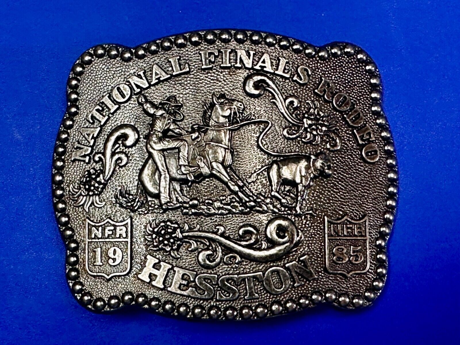 1985 Hesston NFR National Finals Rodeo Cowboys Western Belt Buckle