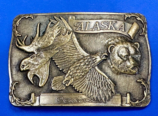 Alaska the great land State Wildlife Commemorative belt buckle. by RJ
