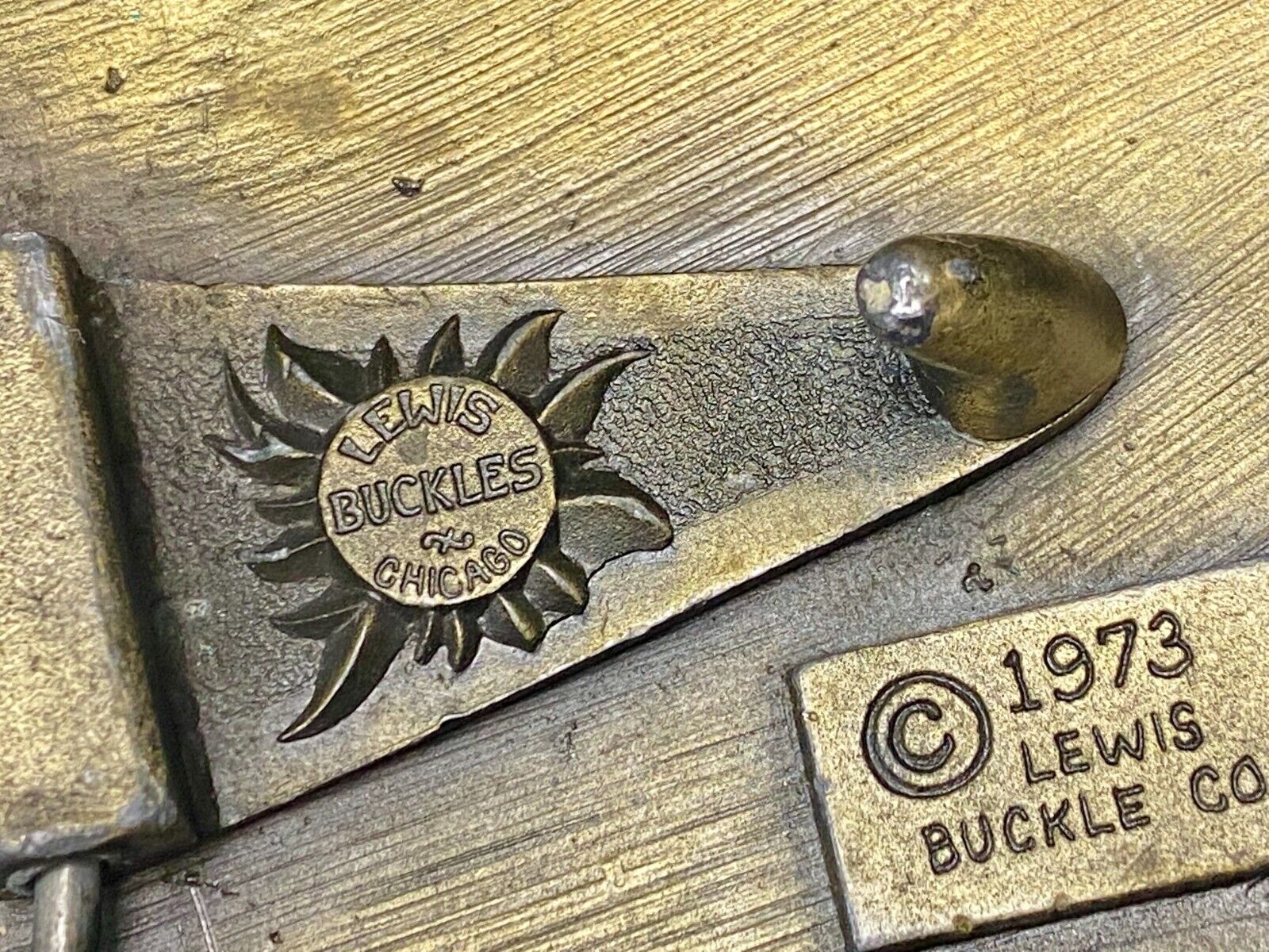 Vintage 1973 Lewis Buckle Co. Chicago Belt Buckle. America Indian On His Horse