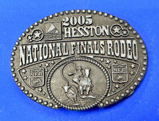 2005 NFR Cattle Rodeo Roping Cowboy Montana Silversmiths award SMALL belt buckle