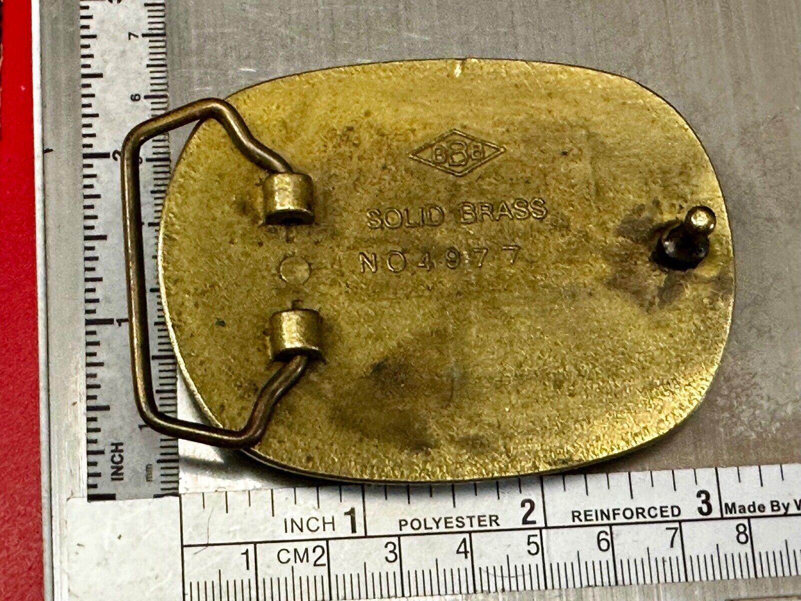 Unique Leather and Solid Brass Round Centerpiece Vintage Belt Buckle by Baron