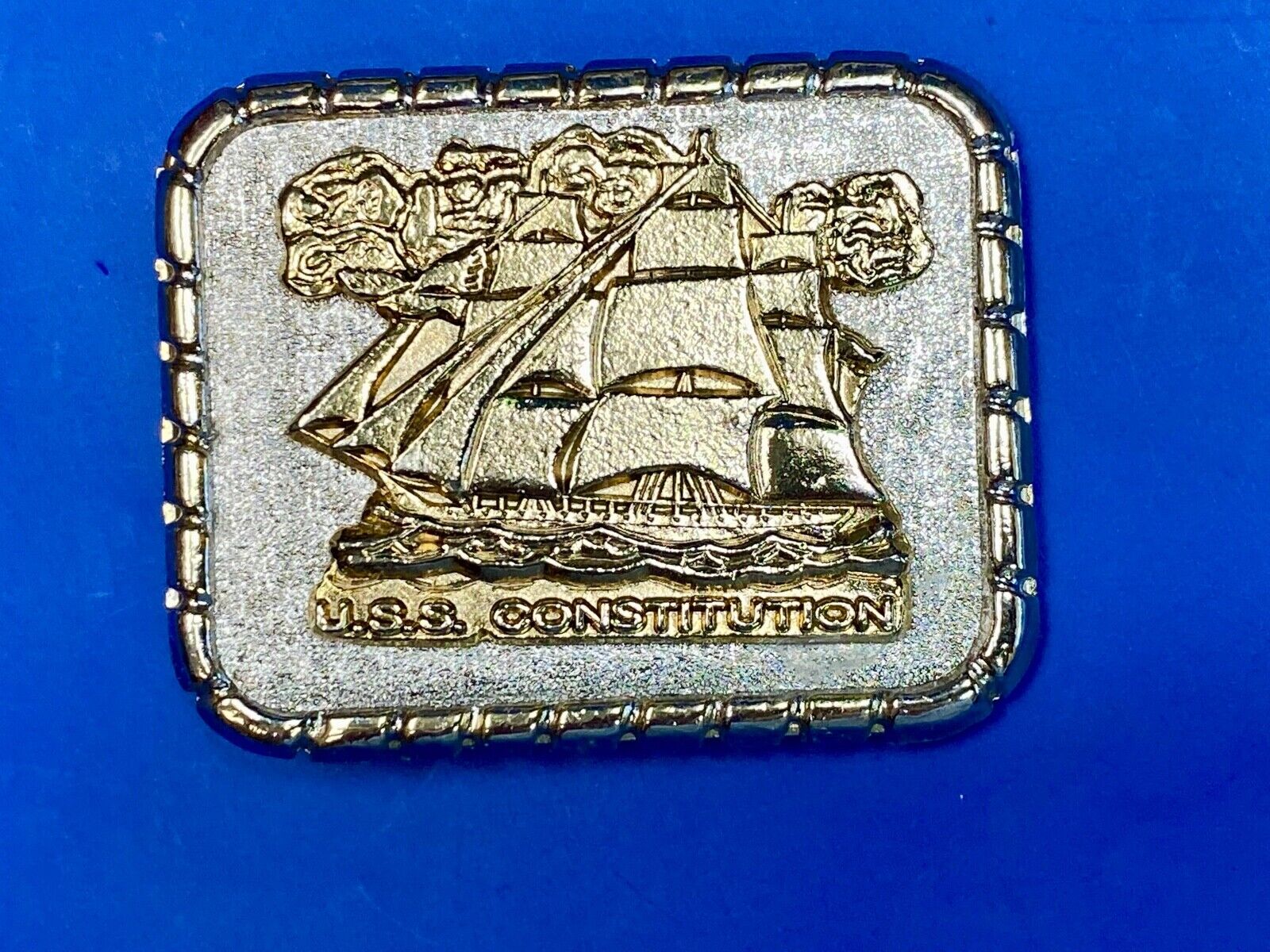 Uss Constitution Masted Ship Sailing Vintage Belt Buckle.