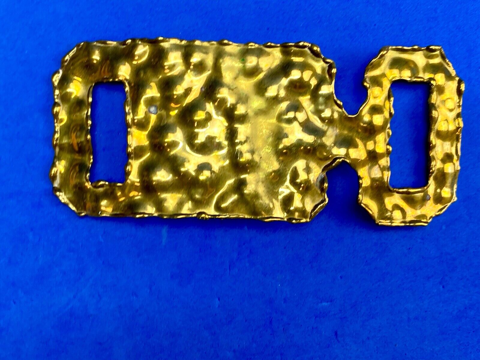 Vintage Made in India large tin pattern style belt buckle 