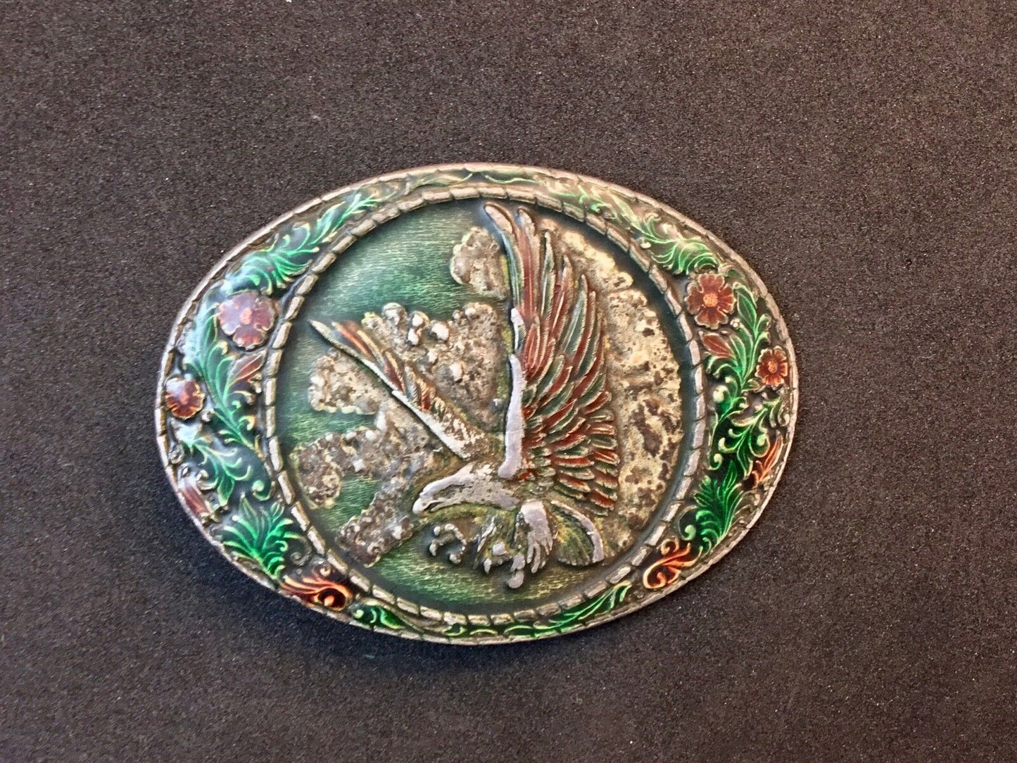 Vintage 1982 Eagle Head Belt Buckle Indiana Metal Craft Western Patriotic Gift