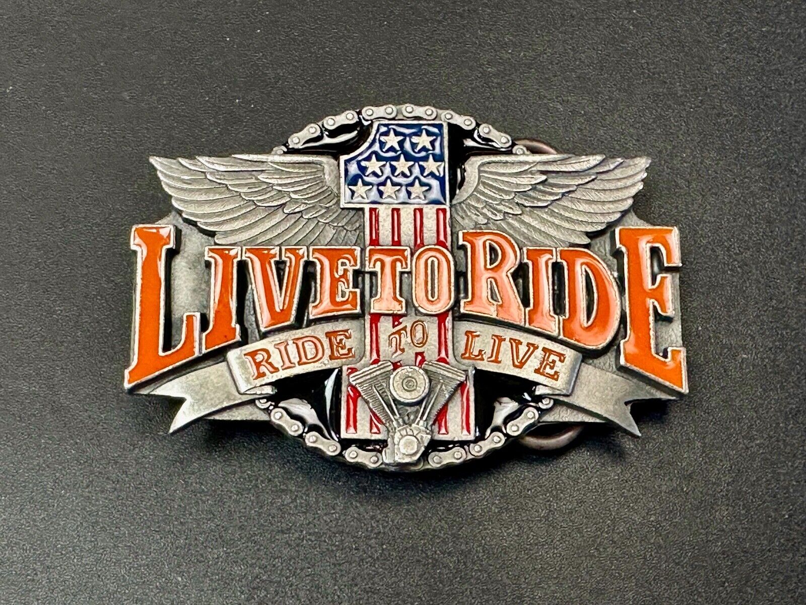 #1 Live to ride - Eagle Flag Bikers Motorcycles X-7 Siskiyou belt buckle