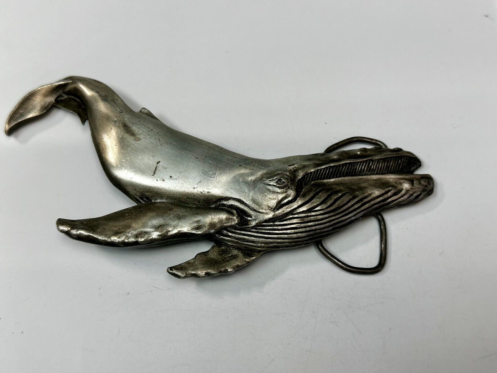 Vinegaroon Foundries Blue Whale Large Figural Pewter Late 70'S Belt Buckle