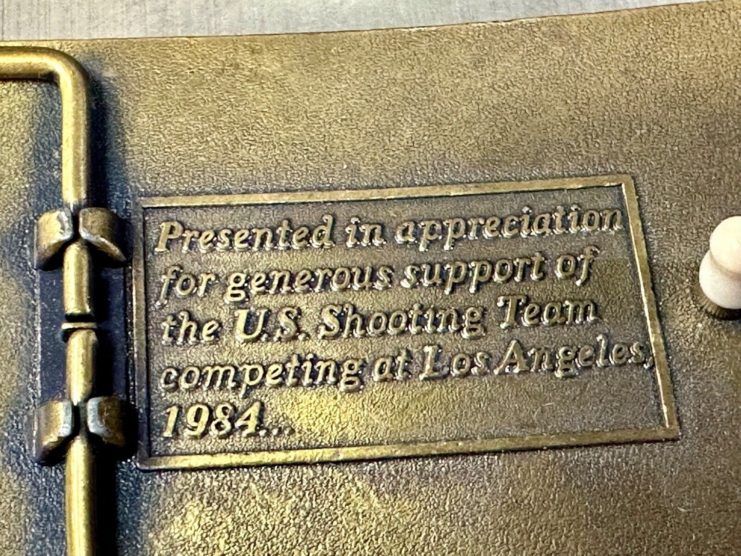Aiming for Olympic Gold US shooting team 1984 belt buckle