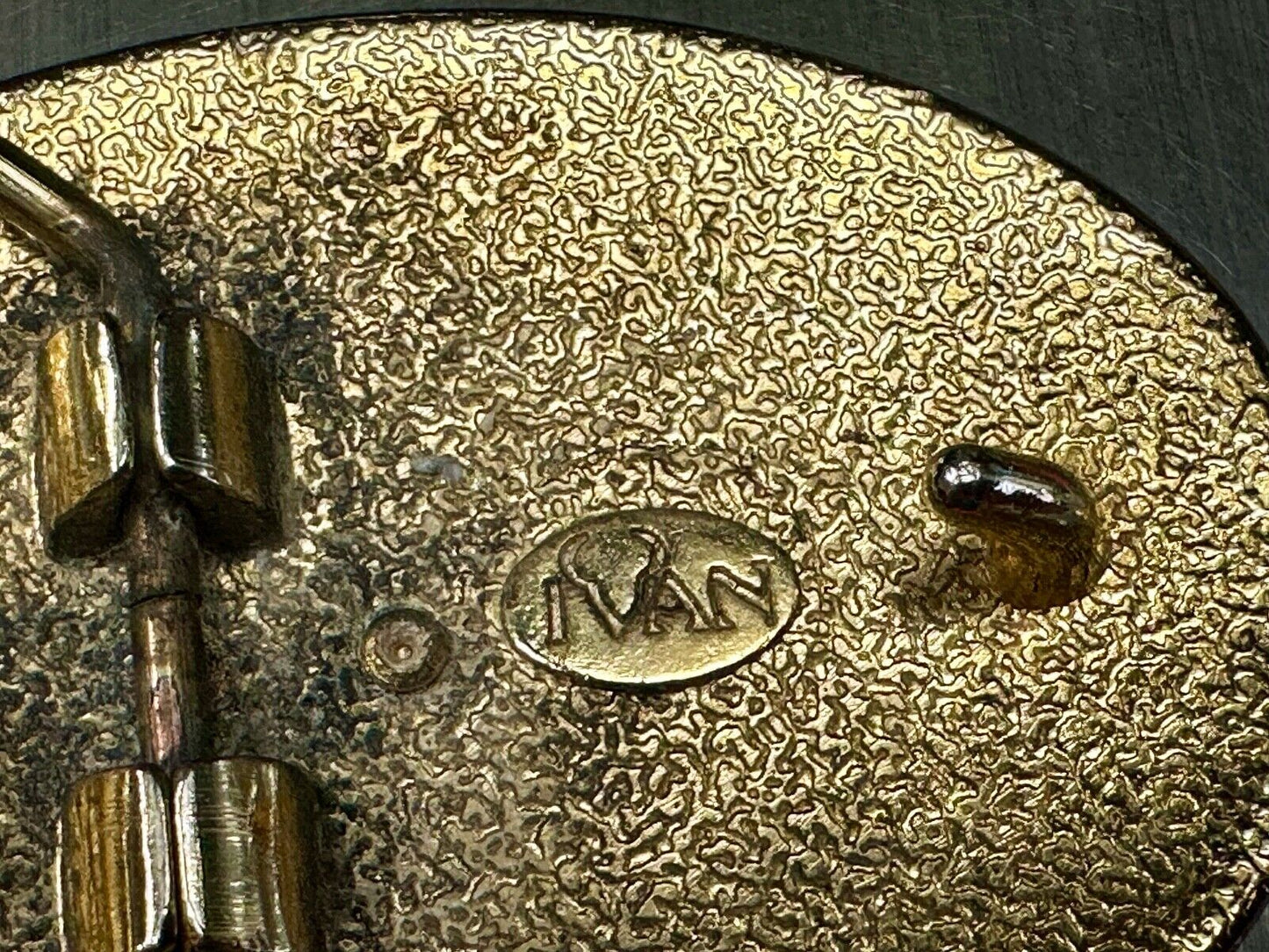 Vintage Ivan Cowboy Saddle Bronc western rodeo bull rider belt buckle