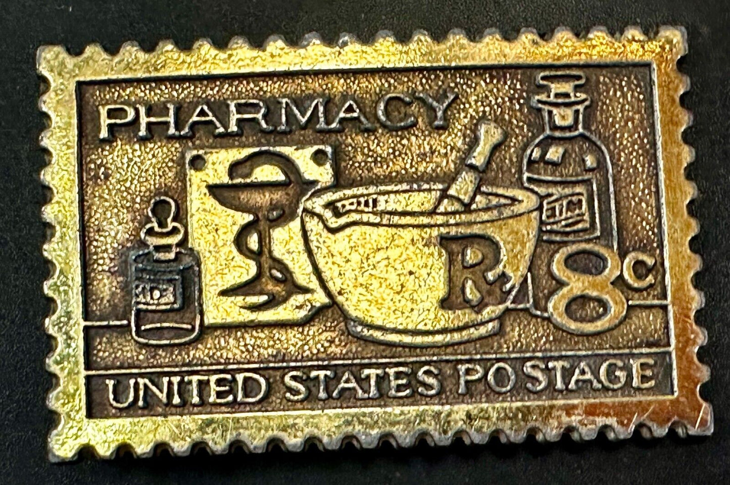United States Postage Stamp Pharmacy Rx 8 Cent Pharmacist Belt Buckle