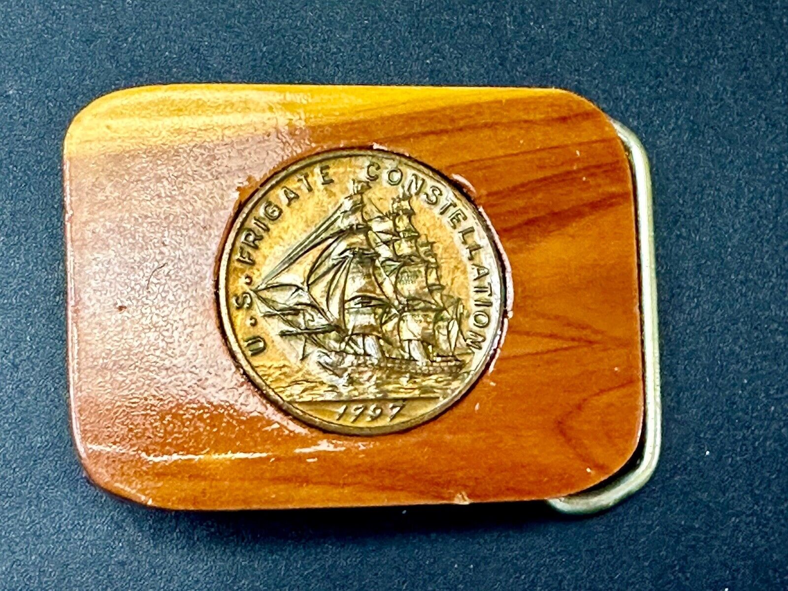 1797 USS Frigate Constellation Medal custom artisan inland to wood Belt Buckle