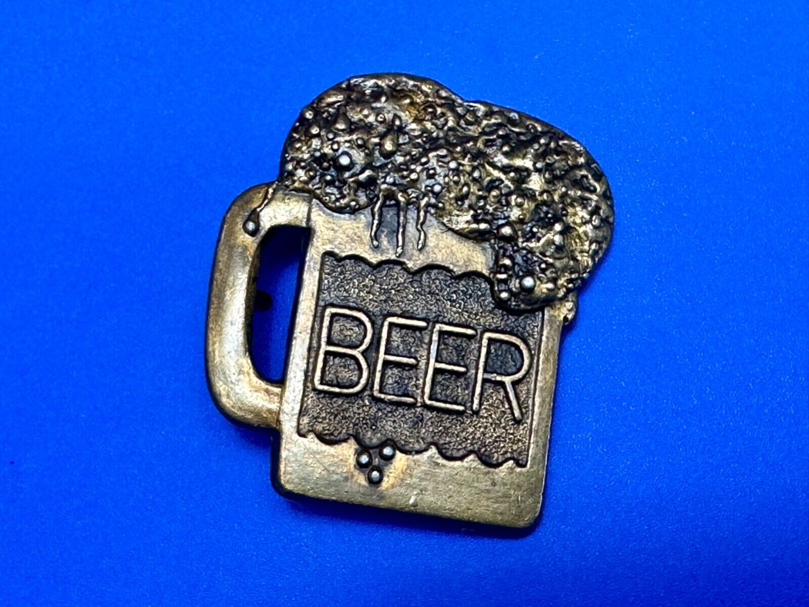 BEER mug - Suds flowing over Vintage cutout shaped belt buckle