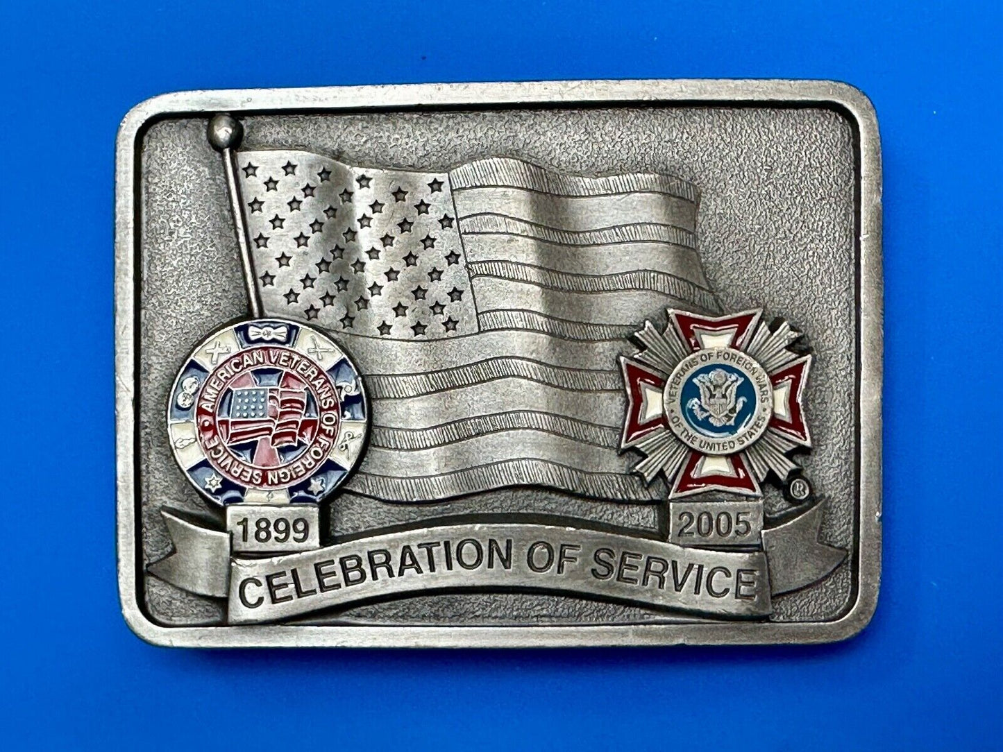 Veterans of foreign wars Celebration of Service Vintage Belt Buckle  1899 - 2005