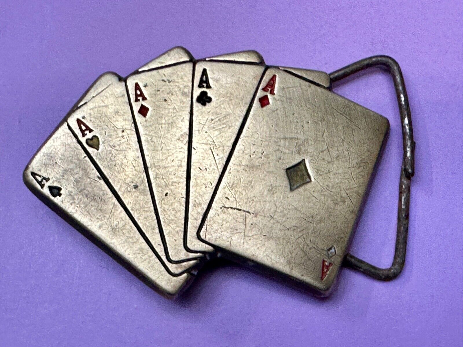 5 Aces Baron Buckles Solid Brass Casino Gambling Card Game Vintage Belt Buckle