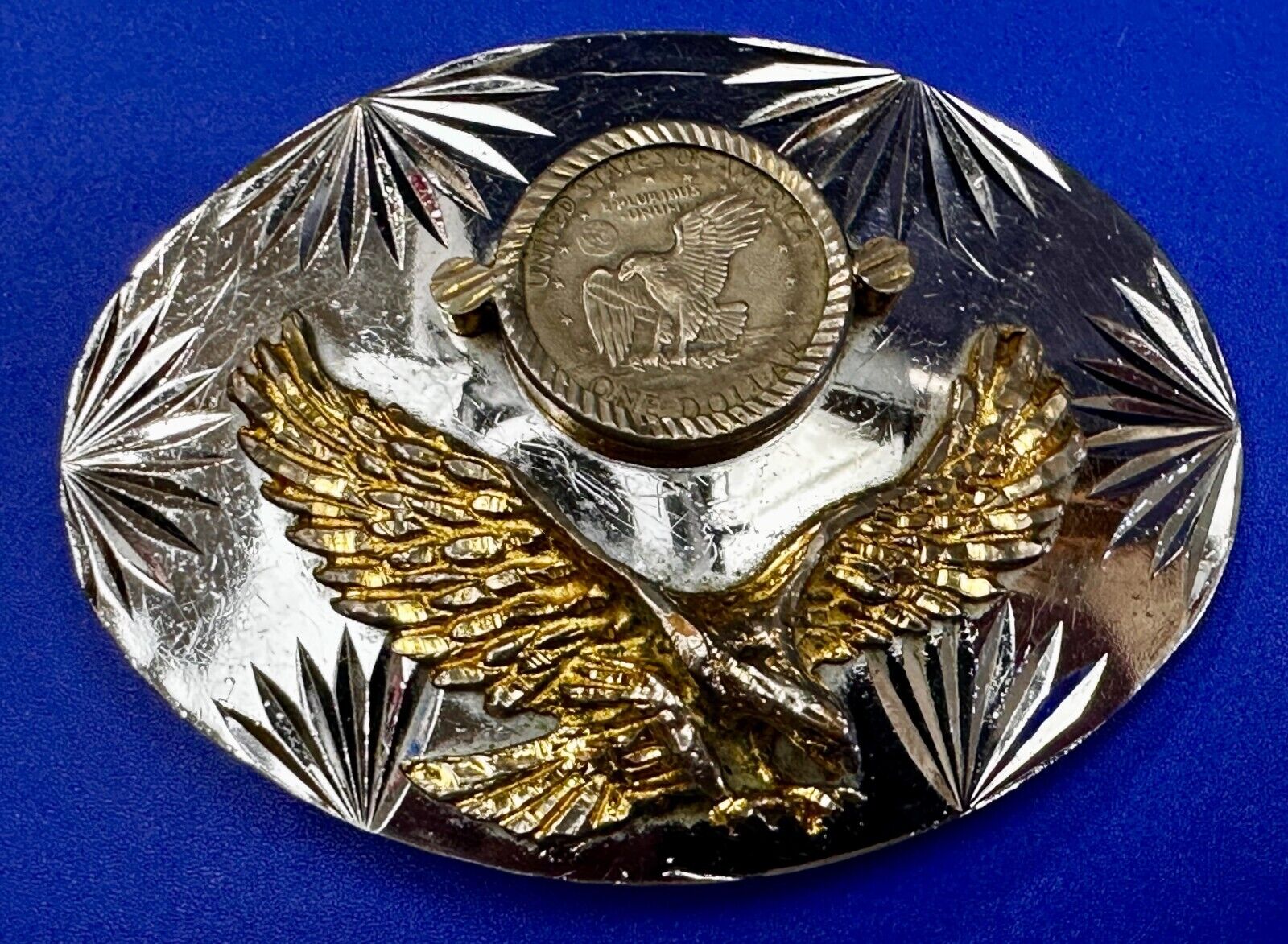 United States of America One Dollar Coin Patriotic Eagle JG Alpaca Belt Buckle