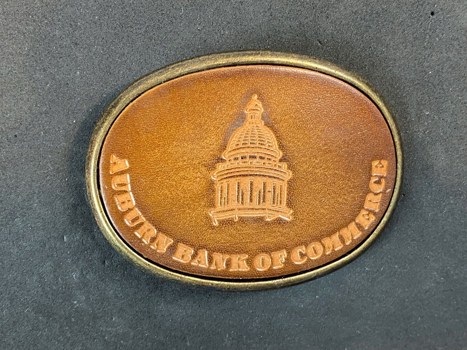Auburn bank of commerce vintage Leather belt buckle by elcid