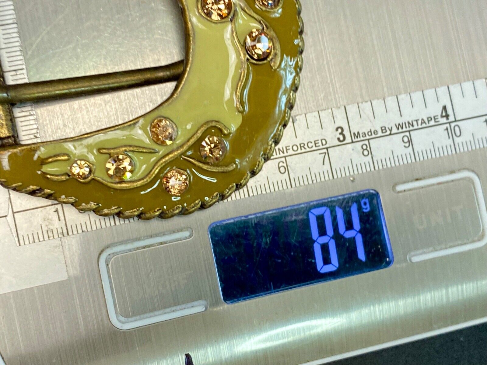 Unique Enameled Ranger Style Women's Rhinestone Accented Belt Buckle